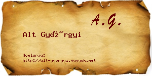 Alt Györgyi névjegykártya